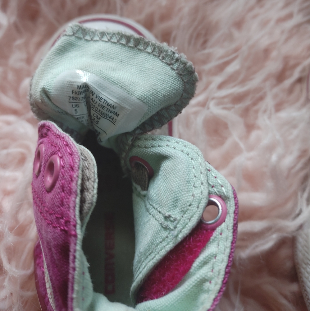 infant Shoes; Converse; Pink and Gray; size 5
